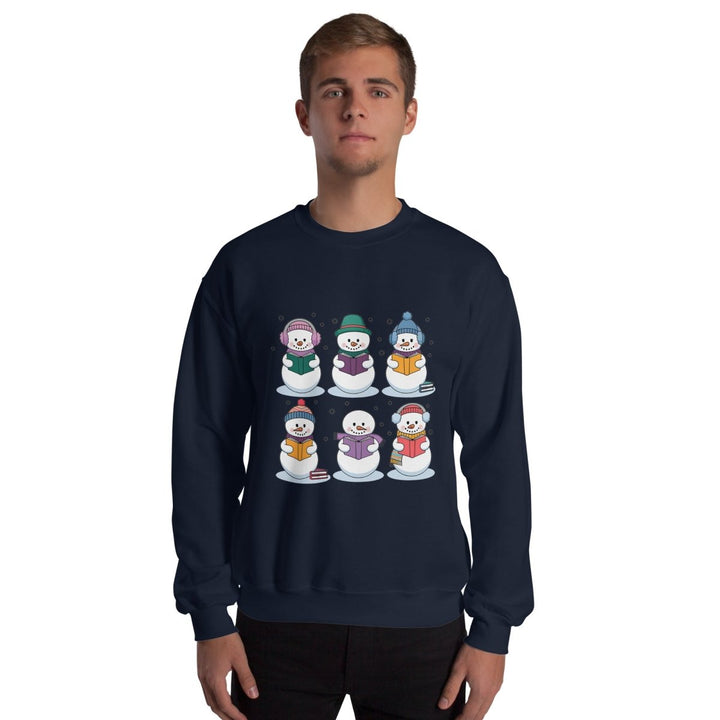 Snowman Reading Book Graphic Sweatshirt - Maroon - S - ArtyKoala