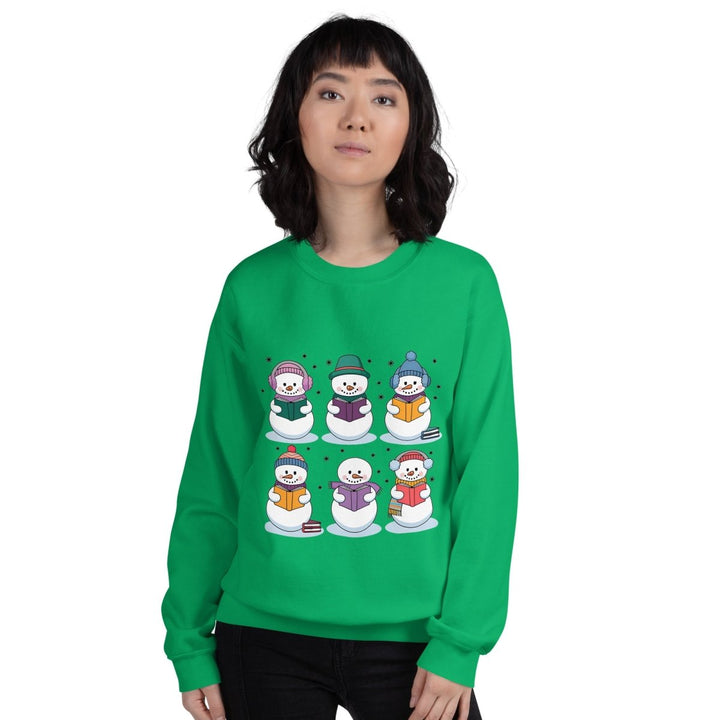 Snowman Reading Book Graphic Sweatshirt - Sand - S - ArtyKoala