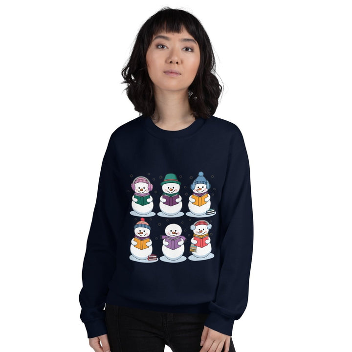 Snowman Reading Book Graphic Sweatshirt - Maroon - S - ArtyKoala