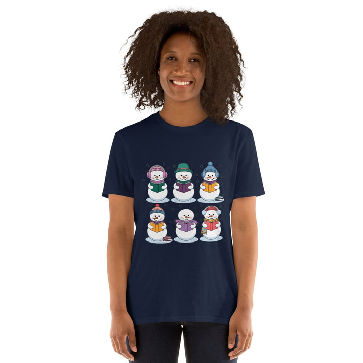 Snowman Reading Book Graphic Tee - Navy - S - ArtyKoala