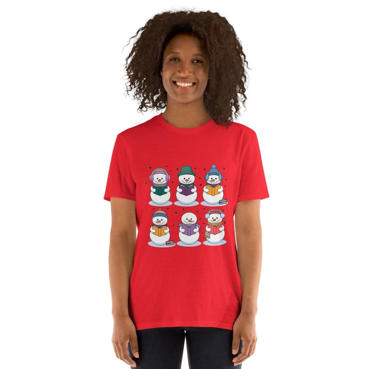 Snowman Reading Book Graphic Tee - Navy - S - ArtyKoala