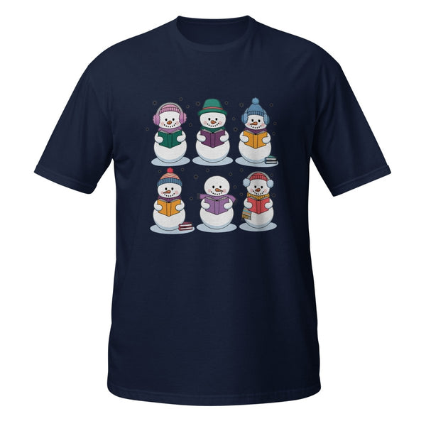 Snowman Reading Book Graphic Tee - Navy - S - ArtyKoala
