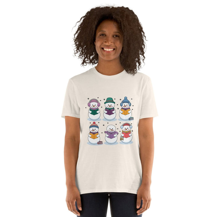 Snowman Reading Book Graphic Tee - Military Green - S - ArtyKoala