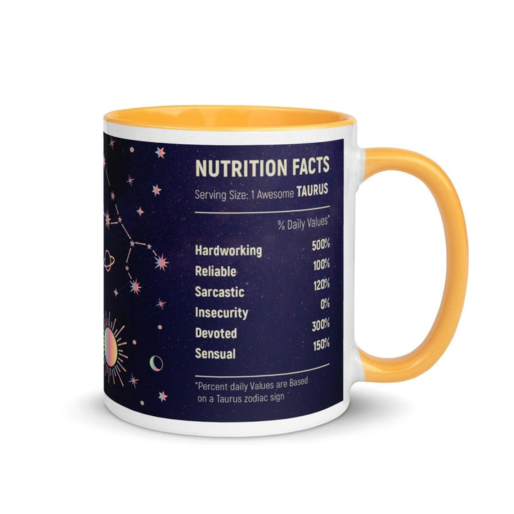 Taurus Colorful Print Mug - Golden Yellow - 11 oz - ArtyKoala