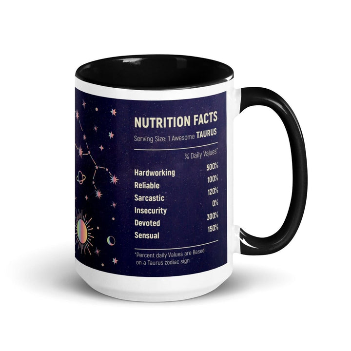 Taurus Colorful Print Mug - Black - 15 oz - ArtyKoala