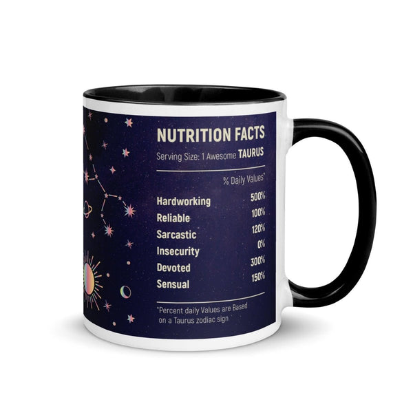 Taurus Colorful Print Mug - Black - 11 oz - ArtyKoala