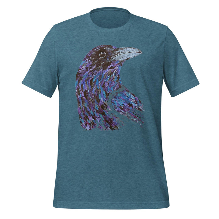 The Crow Head Man T-Shirt - Heather Deep Teal / S - ArtyKoala