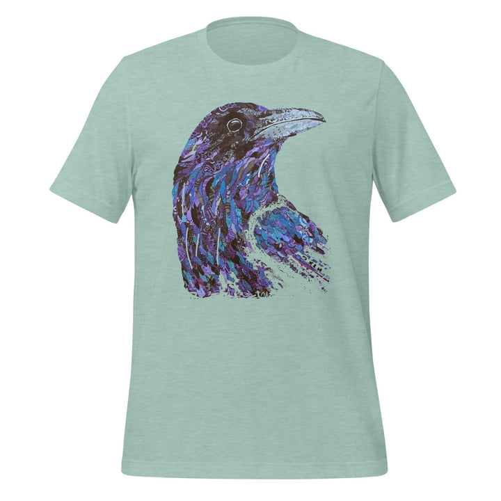 The Crow Head Man T-Shirt - Heather Prism Dusty Blue / S - ArtyKoala