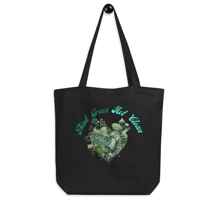Think Green Act Clean Eco Custom Tote Bag - Black - ArtyKoala