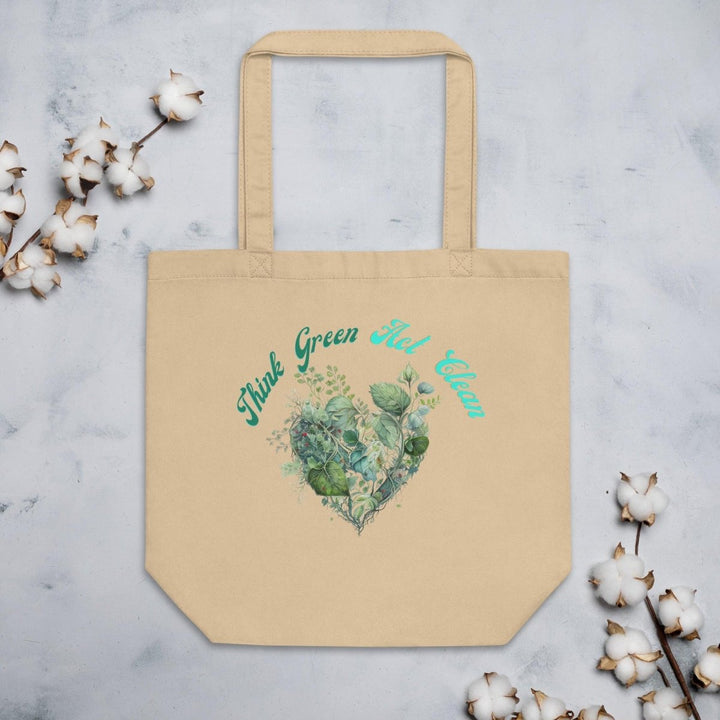 Think Green Act Clean Eco Custom Tote Bag - Oyster - ArtyKoala
