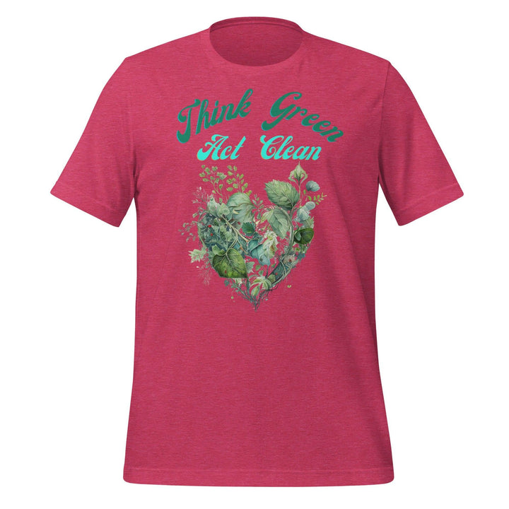 Think Green, Act Clean Man T-shirt - Heather Raspberry / S - ArtyKoala