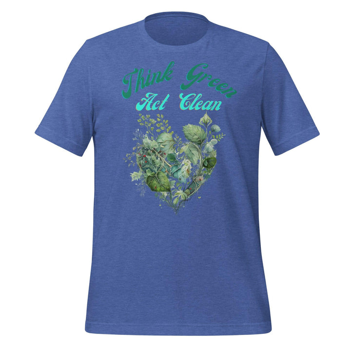 Think Green, Act Clean Man T-shirt - Heather True Royal / S - ArtyKoala