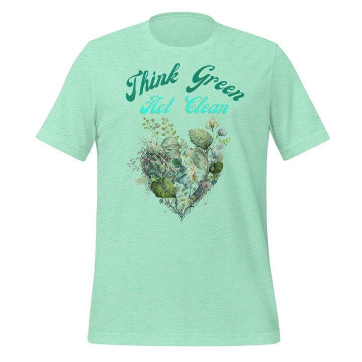 Think Green, Act Clean Man T-shirt - Heather Mint / S - ArtyKoala