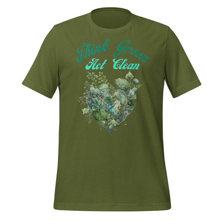 Think Green, Act Clean Man T-shirt - Olive / S - ArtyKoala