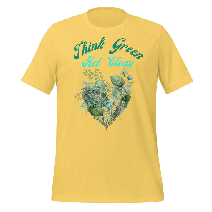 Think Green, Act Clean Woman T-shirt - Yellow / S - ArtyKoala