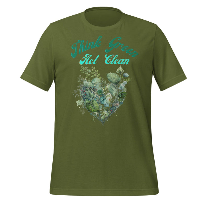 Think Green, Act Clean Woman T-shirt - Olive / S - ArtyKoala