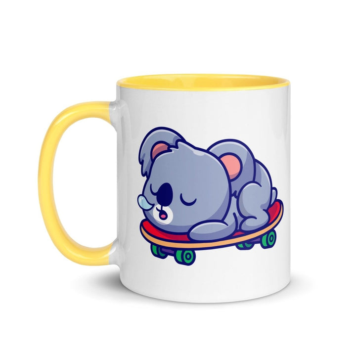 Tired Koala Colorful Print Mug - Yellow - 11 oz - ArtyKoala