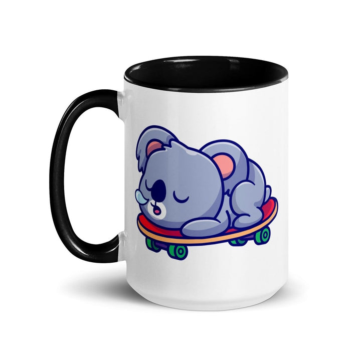 Tired Koala Colorful Print Mug - Black - 15 oz - ArtyKoala
