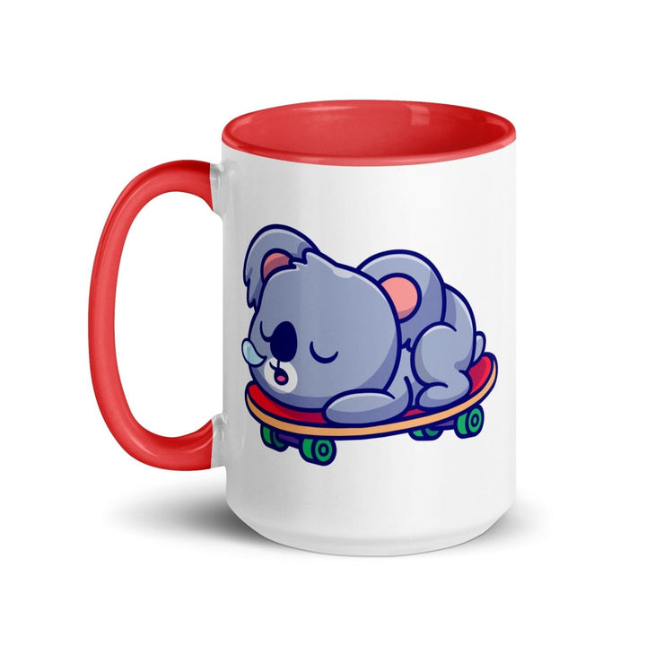 Tired Koala Colorful Print Mug - Red - 15 oz - ArtyKoala