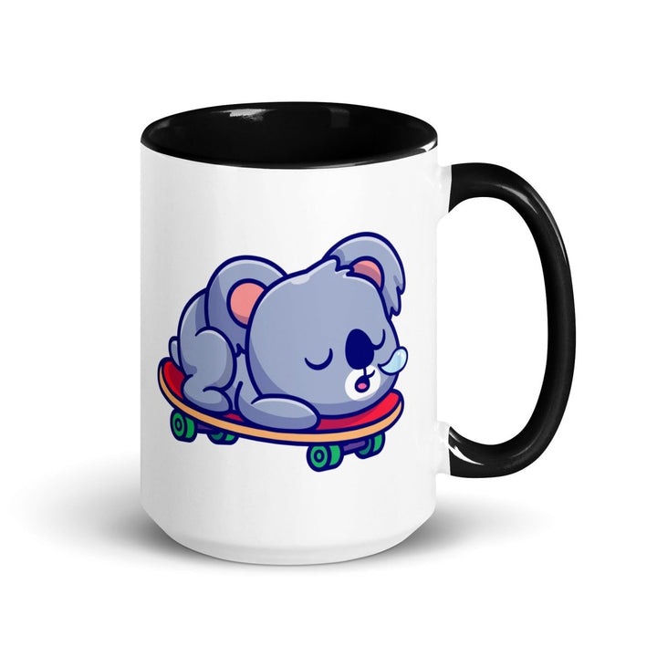 Tired Koala Colorful Print Mug - Black - 15 oz - ArtyKoala