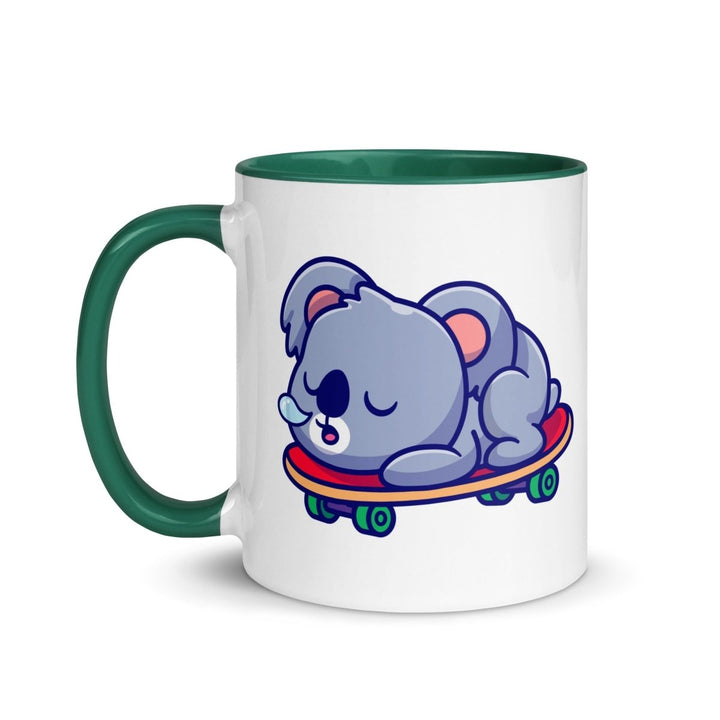 Tired Koala Colorful Print Mug - Dark green - 11 oz - ArtyKoala