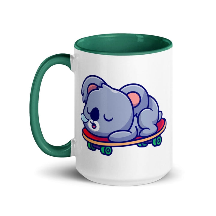 Tired Koala Colorful Print Mug - Dark green - 15 oz - ArtyKoala