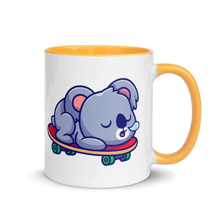 Tired Koala Colorful Print Mug - Golden Yellow - 11 oz - ArtyKoala