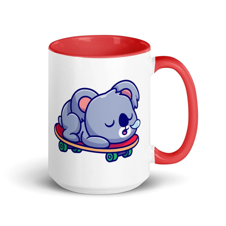 Tired Koala Colorful Print Mug - Red - 15 oz - ArtyKoala