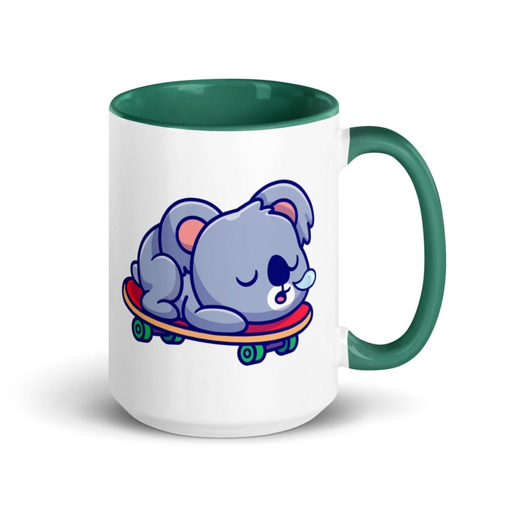 Tired Koala Colorful Print Mug - Dark green - 15 oz - ArtyKoala