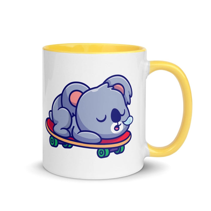 Tired Koala Colorful Print Mug - Yellow - 11 oz - ArtyKoala