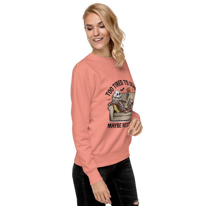 Too Tired to Scare Cotton Unisex Premium Halloween Sweatshirt - ArtyKoala