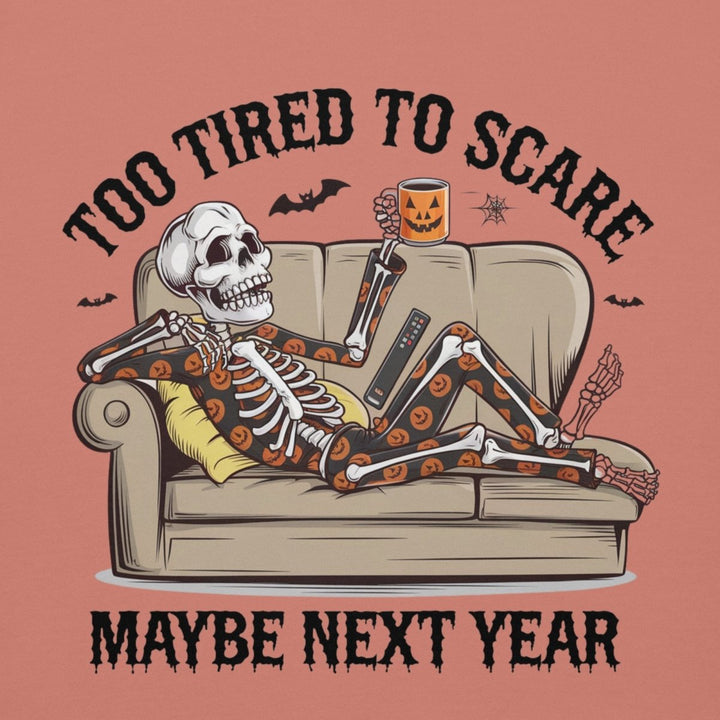 Too Tired to Scare Graphic Hoodie - Dusty Rose - S - ArtyKoala