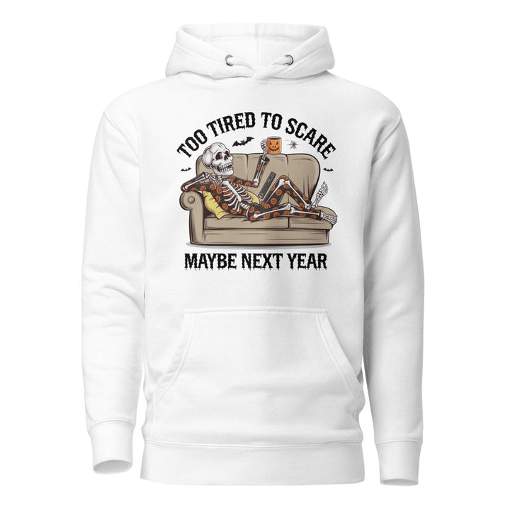 Too Tired to Scare Graphic Hoodie - White - S - ArtyKoala