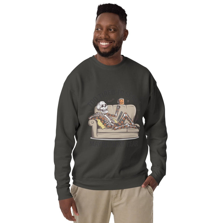 Too Tired to Scare Graphic Sweatshirt - White - S - ArtyKoala