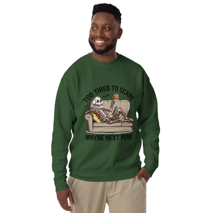 Too Tired to Scare Graphic Sweatshirt - White - S - ArtyKoala