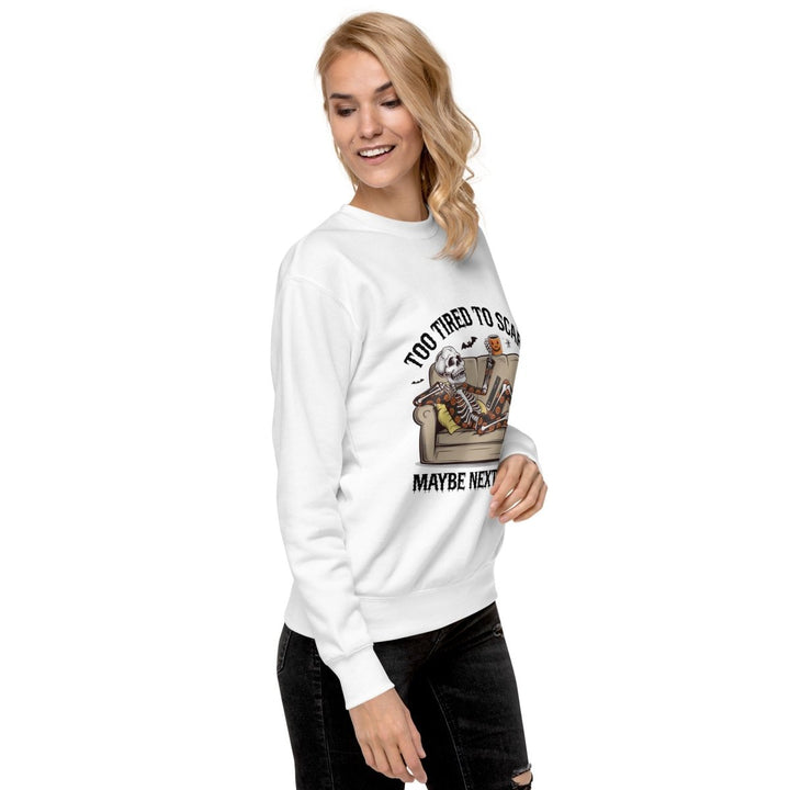 Too Tired to Scare Graphic Sweatshirt - White - S - ArtyKoala