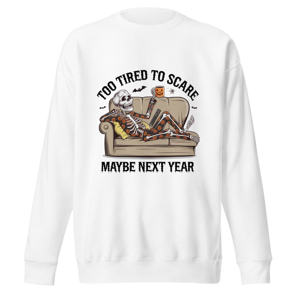 Too Tired to Scare Graphic Sweatshirt - White - S - ArtyKoala