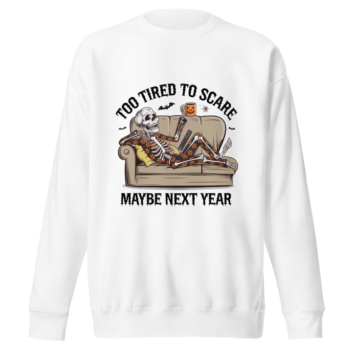 Too Tired to Scare Graphic Sweatshirt - White - S - ArtyKoala
