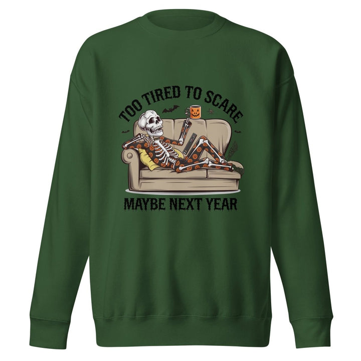 Too Tired to Scare Graphic Sweatshirt - Forest Green - S - ArtyKoala