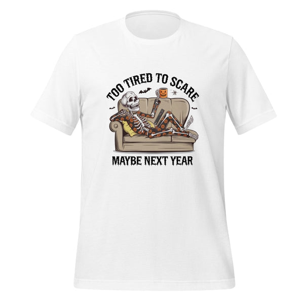 Too Tired to Scare Graphic Tee - White - XS - ArtyKoala