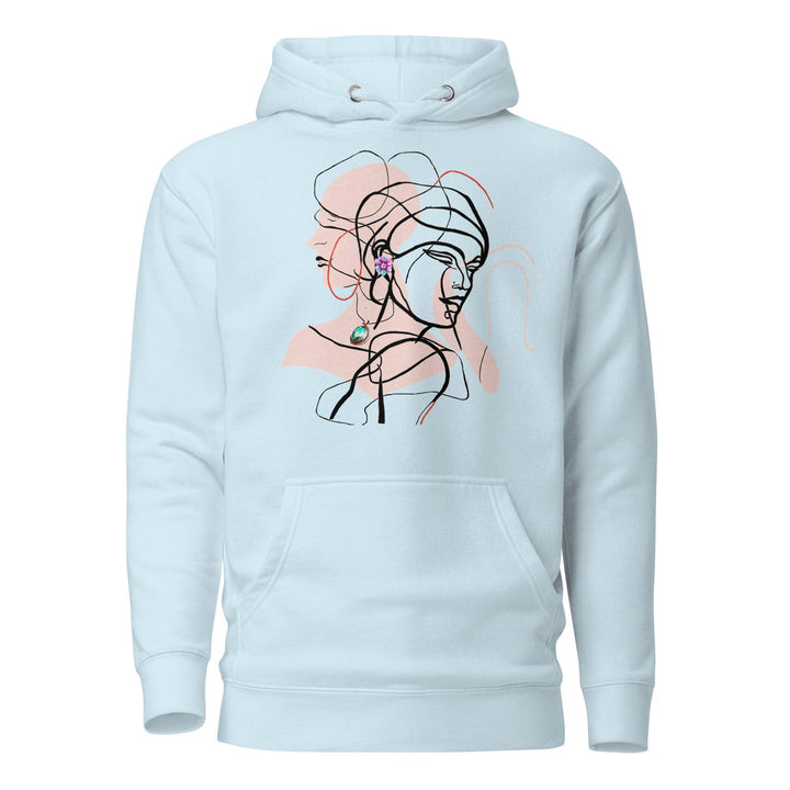 Two Intertwined Women- Man Hoodie - Sky Blue / S - ArtyKoala