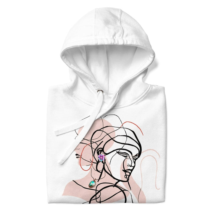 Two Interwined Women Unisex Premium Hoodie - White - S - ArtyKoala