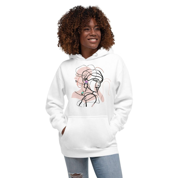 Two Interwined Women Unisex Premium Hoodie - White - S - ArtyKoala