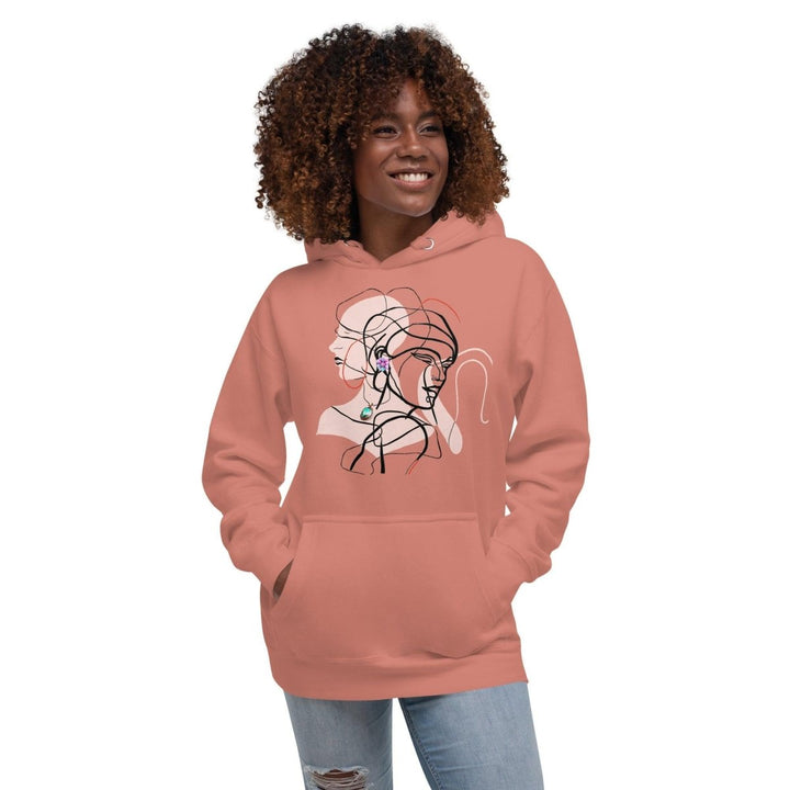 Two Interwined Women Unisex Premium Hoodie - White - S - ArtyKoala