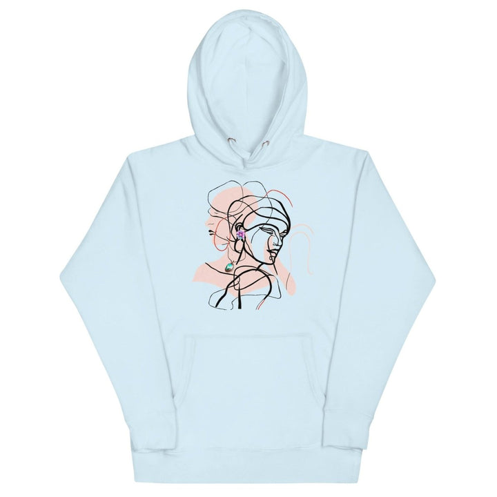 Two Interwined Women Unisex Premium Hoodie - Sky Blue - S - ArtyKoala