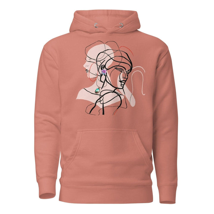 Two Interwined Women Unisex Premium Hoodie - Dusty Rose - S - ArtyKoala