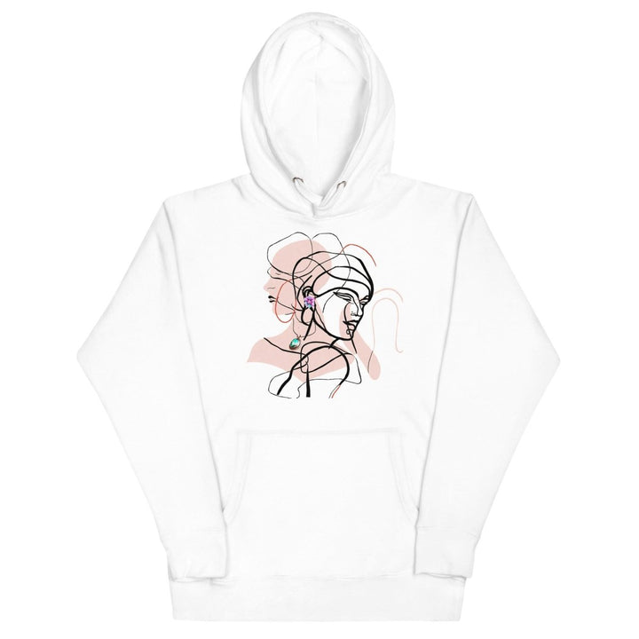 Two Interwined Women Unisex Premium Hoodie - White - S - ArtyKoala