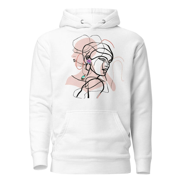 Two Interwined Women Unisex Premium Hoodie - White - S - ArtyKoala