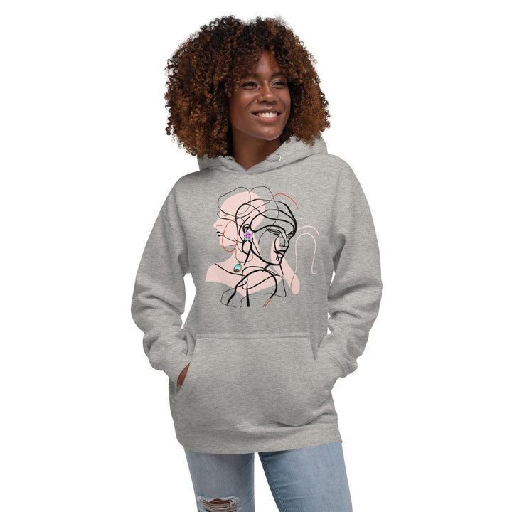 Two Interwined Women Unisex Premium Hoodie - Sky Blue - S - ArtyKoala