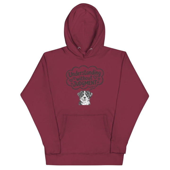 Understanding Without Judgment Graphic Hoodie - Maroon - S - ArtyKoala